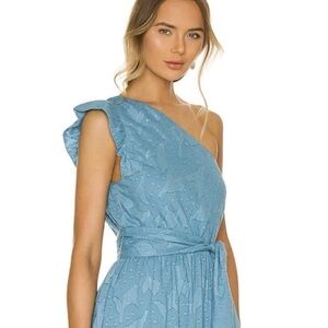 Karina Grimaldi/Revolve Pauline Maxi Dress, Ocean Blue, Sz SMALL, One Shoulder